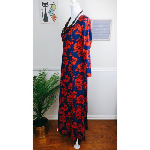 Vtg Branigans 60s Floral Mod Maxi Dress - Picture 9 of 11